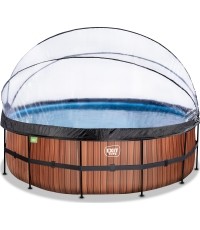 Basen EXIT Wood ø450 x 122 cm z zadaszeniem, pompą z filtrem piaskowym i pompą grzewczą
