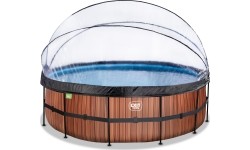 Basen EXIT Wood ø450 x 122 cm z zadaszeniem, pompą z filtrem piaskowym i pompą grzewczą