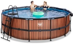 Basen EXIT Wood ø450 x 122 cm z zadaszeniem, pompą z filtrem piaskowym i pompą grzewczą