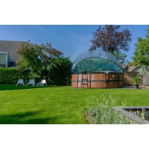 Basen EXIT Wood ø450 x 122 cm z zadaszeniem, pompą z filtrem piaskowym i pompą grzewczą