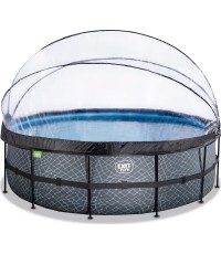 Basen EXIT Stone ø450 x 122 cm z zadaszeniem, pompą z filtrem piaskowym i pompą grzewczą