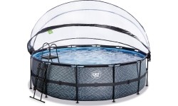 Basen EXIT Stone ø450 x 122 cm z zadaszeniem, pompą z filtrem piaskowym i pompą grzewczą