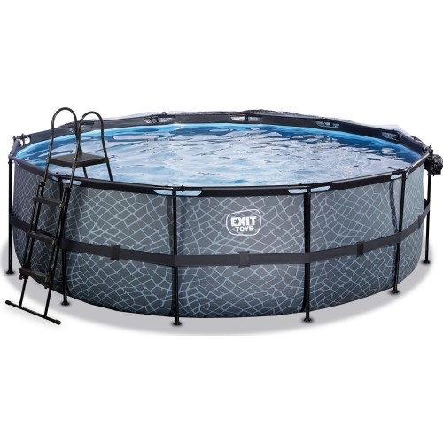 Basen EXIT Stone ø450 x 122 cm z zadaszeniem, pompą z filtrem piaskowym i pompą grzewczą