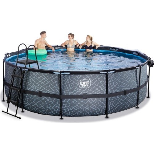 Basen EXIT Stone ø450 x 122 cm z zadaszeniem, pompą z filtrem piaskowym i pompą grzewczą