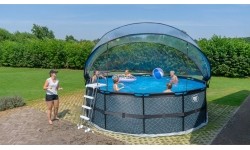 Basen EXIT Stone ø450 x 122 cm z zadaszeniem, pompą z filtrem piaskowym i pompą grzewczą
