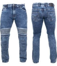 Męskie jeansy motocyklowe BOS Micas - Acid Blue
