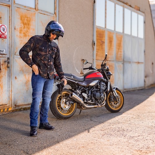 Męskie jeansy motocyklowe BOS Micas - Acid Black