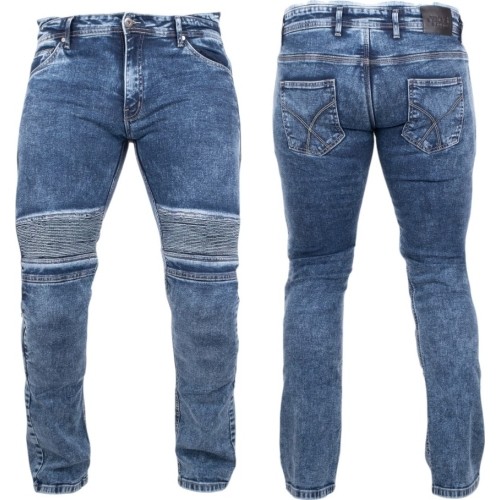 Męskie jeansy motocyklowe BOS Micas - Acid Blue
