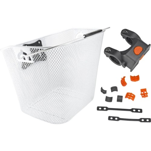 Metalowa torba na kierownicę roweru, z szybkozamykaczem, 34x25x26cm (biała)