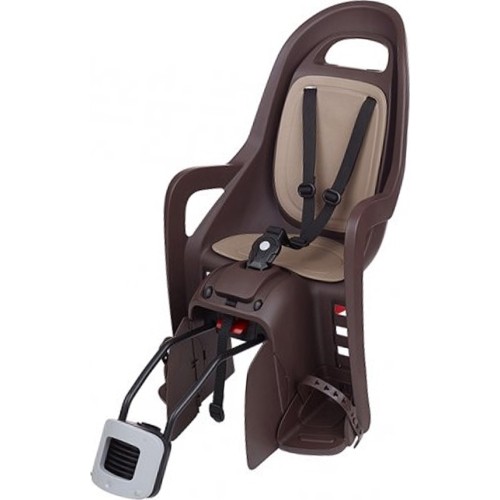 Fotelik rowerowy Polisport Groovy RS+, na ramie, z funkcją spania (brązowy)