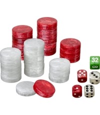 Philos Backgammon Playing Pieces Set M 28 mm r/w