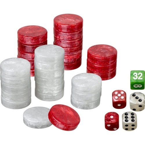 Philos Backgammon Playing Pieces Set M 28 mm r/w