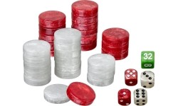 Philos Backgammon Playing Pieces Set M 28 mm r/w
