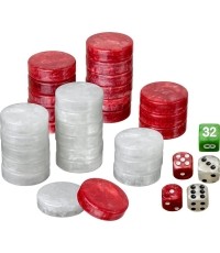 Philos Backgammon Playing Pieces Set L 34 mm r/w