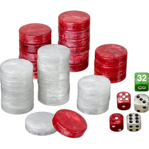 Philos Backgammon Playing Pieces Set L 34 mm r/w