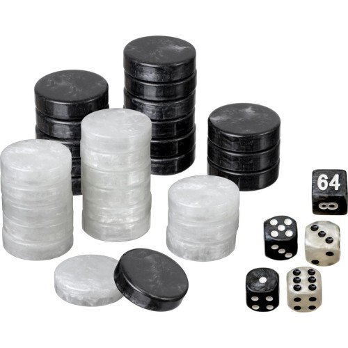 Philos Backgammon Playing Pieces Set M 28 mm b/w