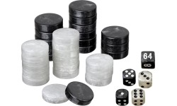 Philos Backgammon Playing Pieces Set M 28 mm b/w
