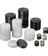 Philos Backgammon Playing Pieces Set L 34 mm b/w