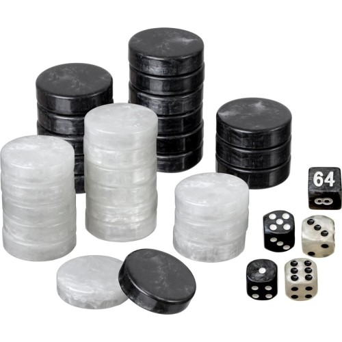 Philos Backgammon Playing Pieces Set L 34 mm b/w