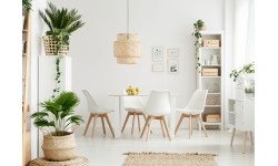 Zestaw 4 krzeseł do salonu jadalni z poduszką Białe ModernHome