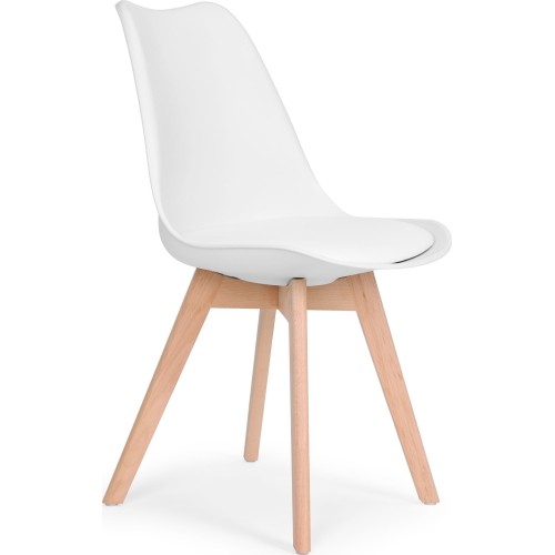 Zestaw 4 krzeseł do salonu jadalni z poduszką Białe ModernHome