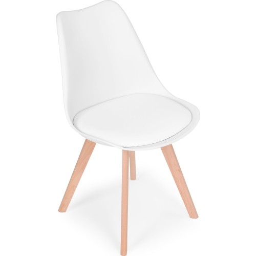 Zestaw 4 krzeseł do salonu jadalni z poduszką Białe ModernHome