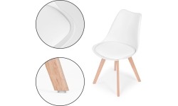 Zestaw 4 krzeseł do salonu jadalni z poduszką Białe ModernHome