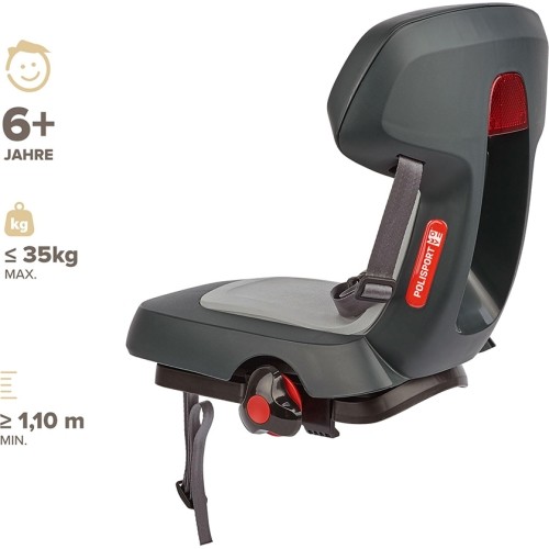 Dviračio kėdutė Polisport Guppy Junior // 26-29", 22-35 kg, ant bagažinės (pilka)