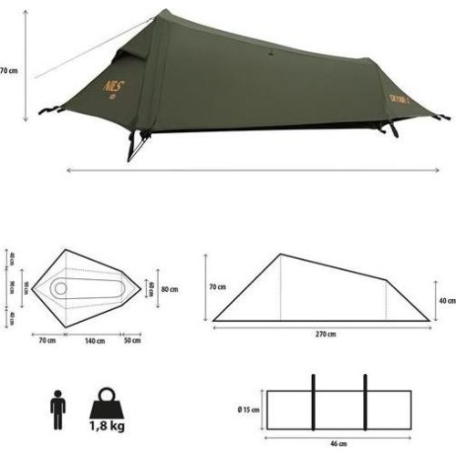 NC2501 SKYAIR ULTRALEKKI NAMIOT 1 ZIELONY NILS CAMP