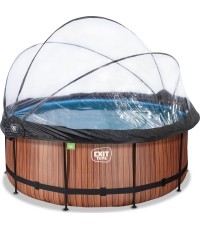Basen EXIT Wood ø360 x 122 cm z zadaszeniem, pompą z filtrem piaskowym i pompą grzewczą