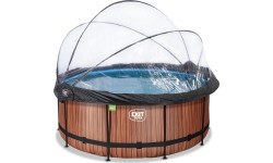 Basen EXIT Wood ø360 x 122 cm z zadaszeniem, pompą z filtrem piaskowym i pompą grzewczą