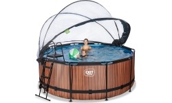 Basen EXIT Wood ø360 x 122 cm z zadaszeniem, pompą z filtrem piaskowym i pompą grzewczą
