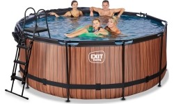 Basen EXIT Wood ø360 x 122 cm z zadaszeniem, pompą z filtrem piaskowym i pompą grzewczą