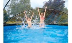 Basen EXIT Wood ø360 x 122 cm z zadaszeniem, pompą z filtrem piaskowym i pompą grzewczą