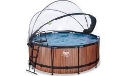 Basen EXIT Wood ø360 x 122 cm z zadaszeniem i pompą z filtrem piaskowym