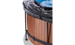 Basen drewniany EXIT ø360x122 cm z kopułą i pompą z filtrem piaskowym - brązowy