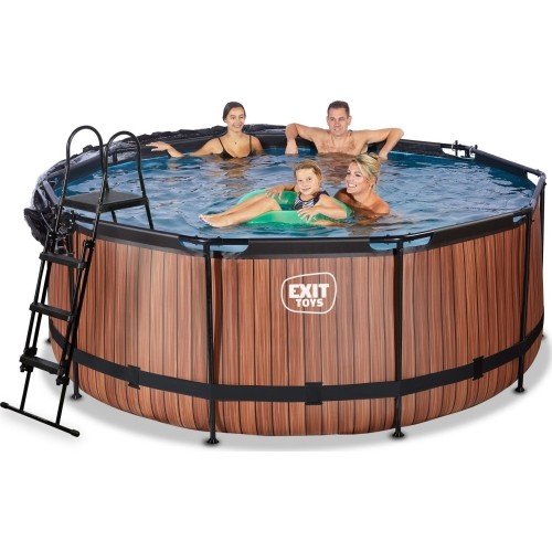 Basen EXIT Wood ø360 x 122 cm z zadaszeniem i pompą z filtrem piaskowym