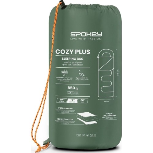 A spring-summer envelope-style sleeping bag Spokey COZY PLUS