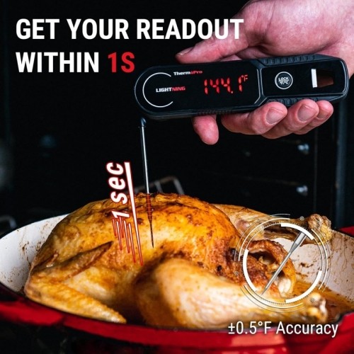 Momentinis mėsos termometras ypač greitas 1 sekundės nuskaitymo atsparus vandeniui ThermoPro TP622W
