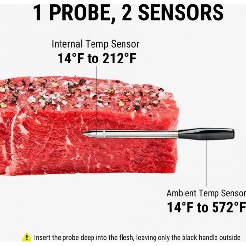 TempSpike Plus skaitmeninis belaidis bluetooth maisto termometras ThermoPro TP970W su atnaujintu itin plonu zondu