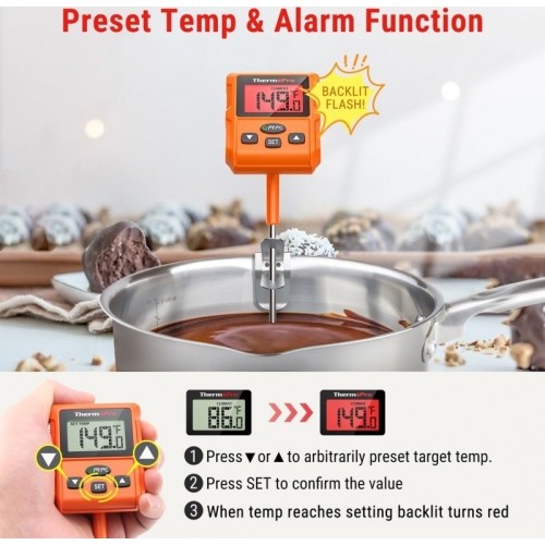 Skaitmeninis aliejaus ir saldainių termometras su zondu ThermoPro TP511