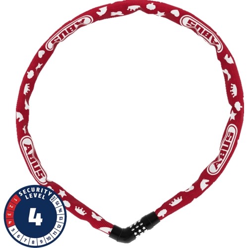 Zapięcie ABUS Steel-O-Chain™ 4804C/75 Red Symbols, łańcuch, 75 cm (czerwone)