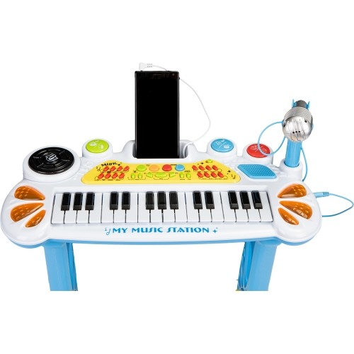 Keyboard pianino z mikrofonem EcoToys, niebieskie