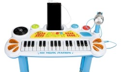 Keyboard pianino z mikrofonem EcoToys, niebieskie