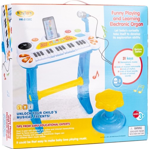 Keyboard pianino z mikrofonem EcoToys, niebieskie