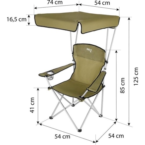 NC3087 GREEN CAMPING CHAIR SUNSHADE NILS CAMP
