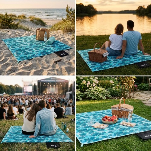 NC2224 TURQUOISE PICNIC BLANKET 200 x 200 PE ALU NILS CAMP