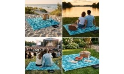 NC2224 TURQUOISE PICNIC BLANKET 200 x 200 PE ALU NILS CAMP