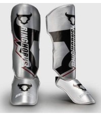 Ringhorns Charger by Venum Shin Guards - Silver/Black