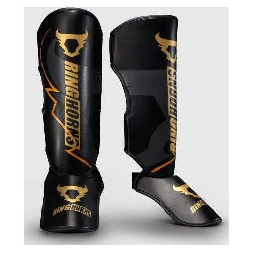 Ringhorns Charger by Venum Shin Guards - Black/Gold
